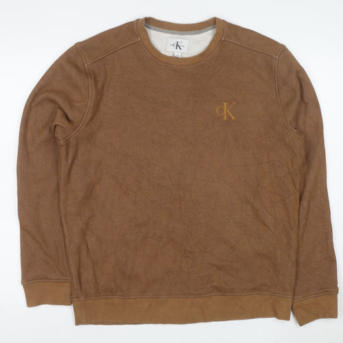 Calvin Klein Jeans Men's Brown Embroidered Logo Sweatshirt L