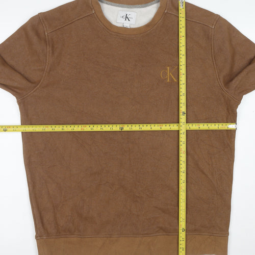 Calvin Klein Jeans Men's Brown Embroidered Logo Sweatshirt L