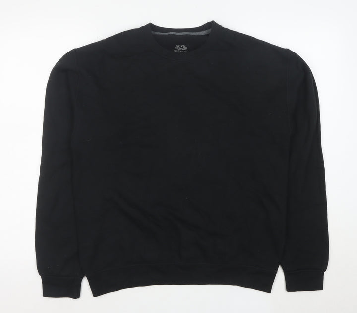 Fruit of the Loom Men's Black M Crew Neck Pullover Fleece Sweatshirt