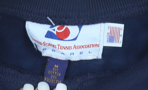 USTA Men's Blue Pullover Sweatshirt M Crew Neck Fleece Vintage