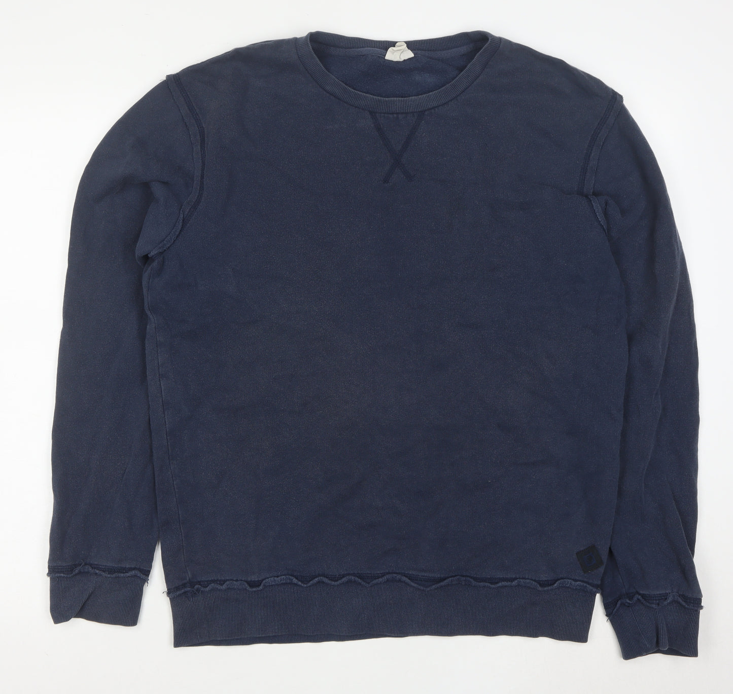 Markham Men's Blue Cotton Crew Neck Pullover Sweatshirt L