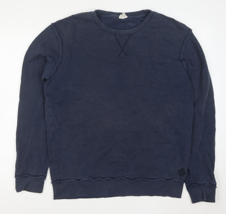 Markham Men's Blue Cotton Crew Neck Pullover Sweatshirt L