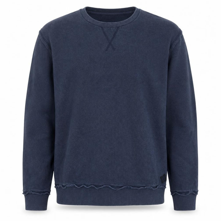 Markham Men's Blue Cotton Crew Neck Pullover Sweatshirt L
