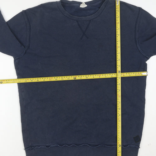 Markham Men's Blue Cotton Crew Neck Pullover Sweatshirt L
