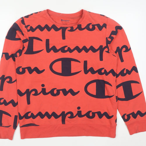 Champion Womens Red Crew Neck Pullover Sweatshirt Size L