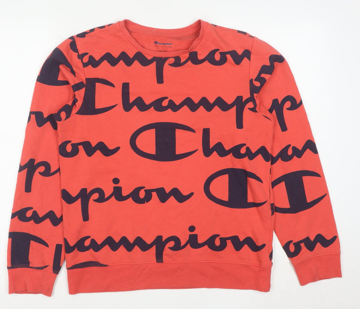 Champion Womens Red Crew Neck Pullover Sweatshirt Size L