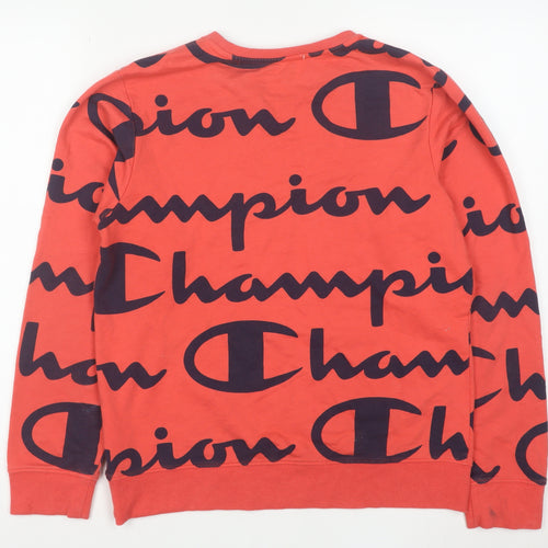 Champion Womens Red Crew Neck Pullover Sweatshirt Size L