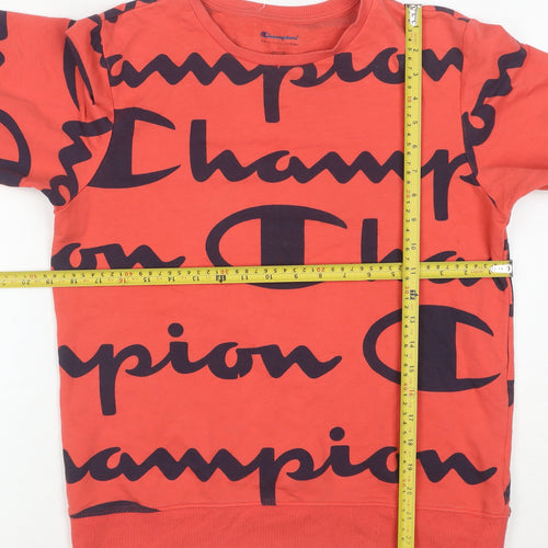 Champion Womens Red Crew Neck Pullover Sweatshirt Size L