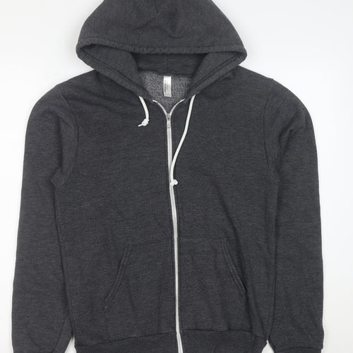 American Apparel Womens Dark Grey Full Zip Hoodie Size S Cotton Blend Graphic