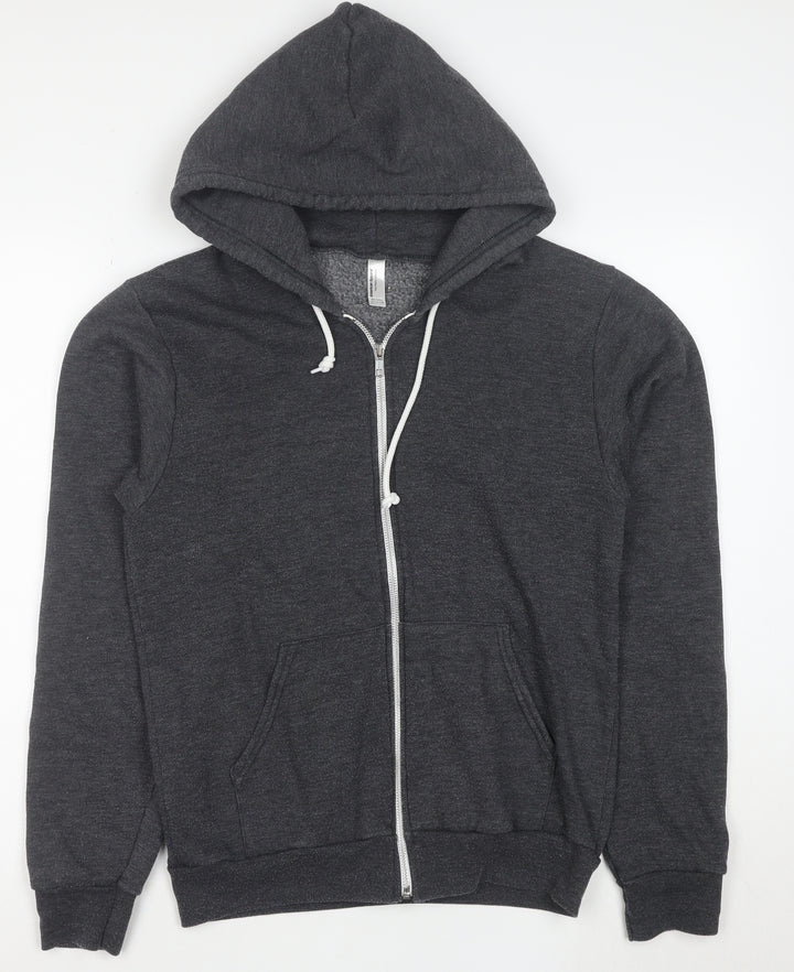American Apparel Womens Dark Grey Full Zip Hoodie Size S Cotton Blend Graphic