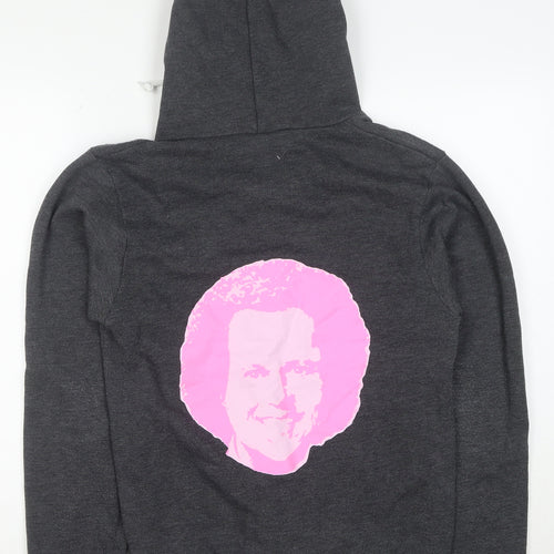 American Apparel Womens Dark Grey Full Zip Hoodie Size S Cotton Blend Graphic