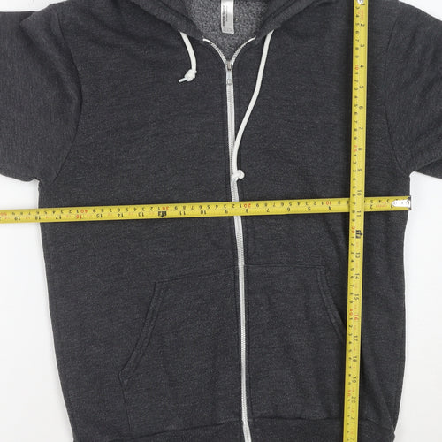 American Apparel Womens Dark Grey Full Zip Hoodie Size S Cotton Blend Graphic
