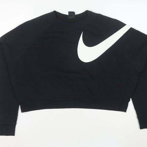 Nike Women Black Dri-FIT Crew Neck Pullover Sweatshirt Medium