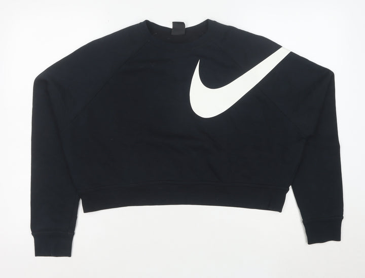 Nike Women Black Dri-FIT Crew Neck Pullover Sweatshirt Medium