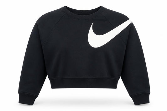 Front view of Nike Women Black Dri-FIT Crew Neck Pullover Sweatshirt Medium