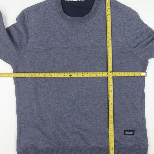 Ben Sherman Men Blue M Crew Neck Pullover Sweatshirt