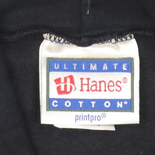 Hanes Mens Black Pullover Hoodie L Sports Graphic Sharks Vintage