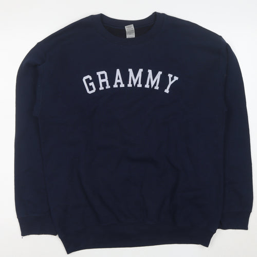 Gildan Men's Blue Heavy Blend Crew Neck Logo Sweatshirt M