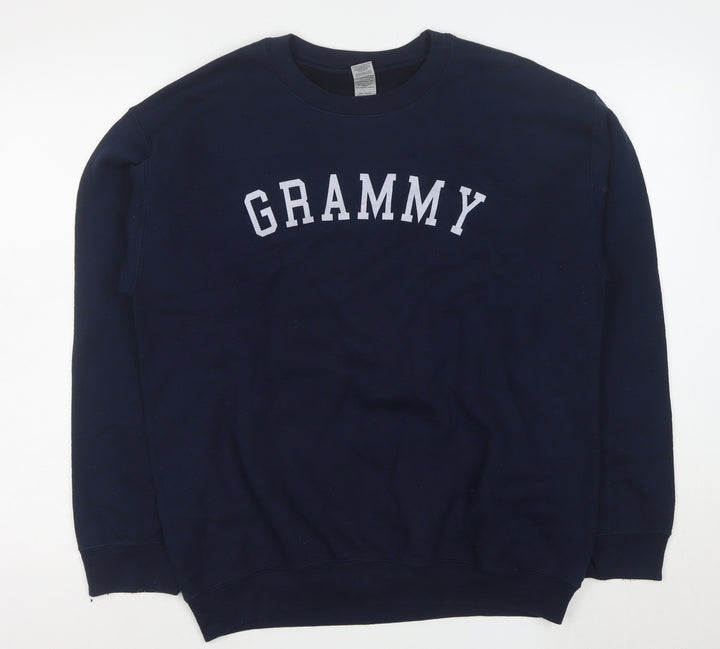 Gildan Men's Blue Heavy Blend Crew Neck Logo Sweatshirt M