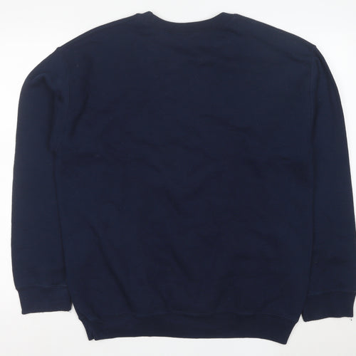 Gildan Men's Blue Heavy Blend Crew Neck Logo Sweatshirt M