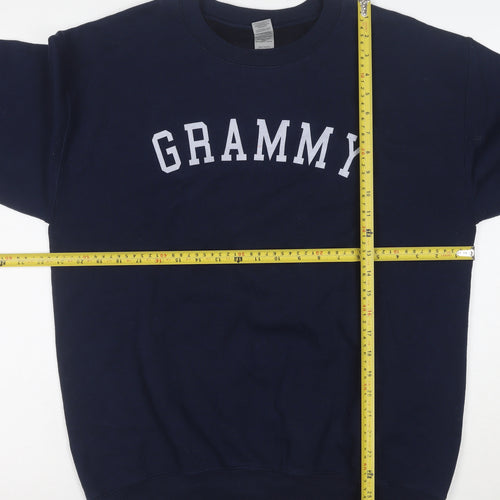 Gildan Men's Blue Heavy Blend Crew Neck Logo Sweatshirt M