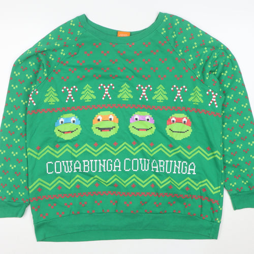 Nickelodeon Boys Green Teenage Mutant Ninja Turtles Christmas Sweatshirt XL 15-17 Years