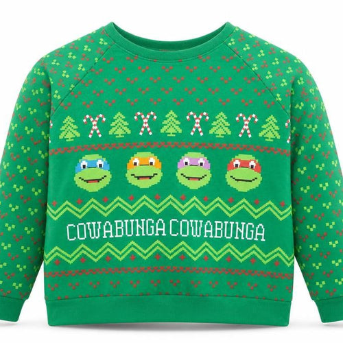 Nickelodeon Boys Green Teenage Mutant Ninja Turtles Christmas Sweatshirt XL 15-17 Years