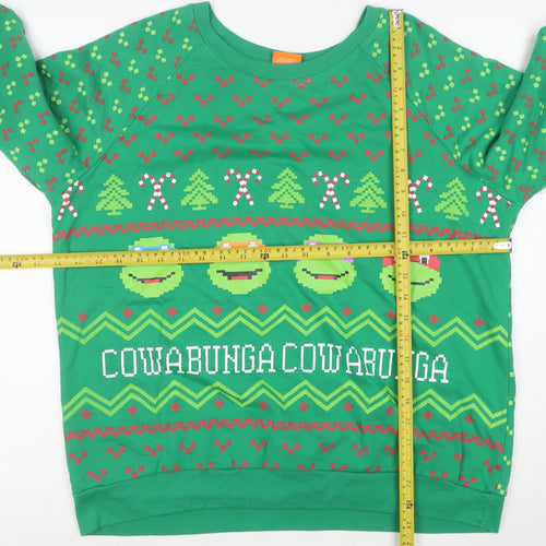 Nickelodeon Boys Green Teenage Mutant Ninja Turtles Christmas Sweatshirt XL 15-17 Years
