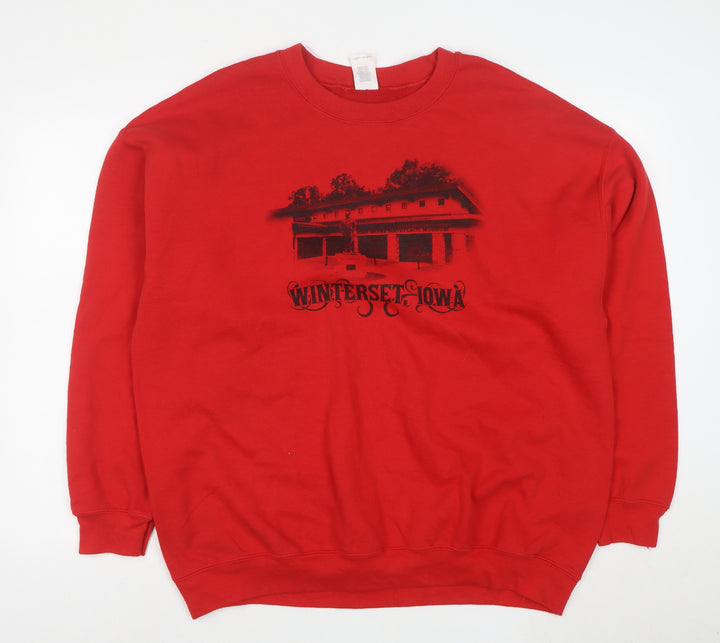 Gildan Men Red XL Heavyweight Winterset Iowa Graphic Sweatshirt