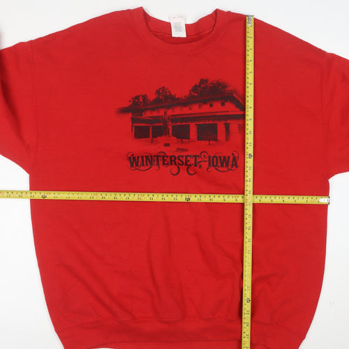 Gildan Men Red XL Heavyweight Winterset Iowa Graphic Sweatshirt