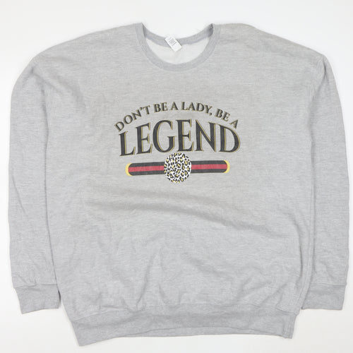 Tultex Unisex Grey XL Crew Neck Graphic Print Sweatshirt