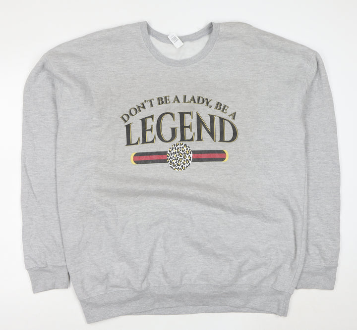 Tultex Unisex Grey XL Crew Neck Graphic Print Sweatshirt