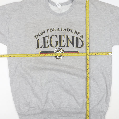 Tultex Unisex Grey XL Crew Neck Graphic Print Sweatshirt