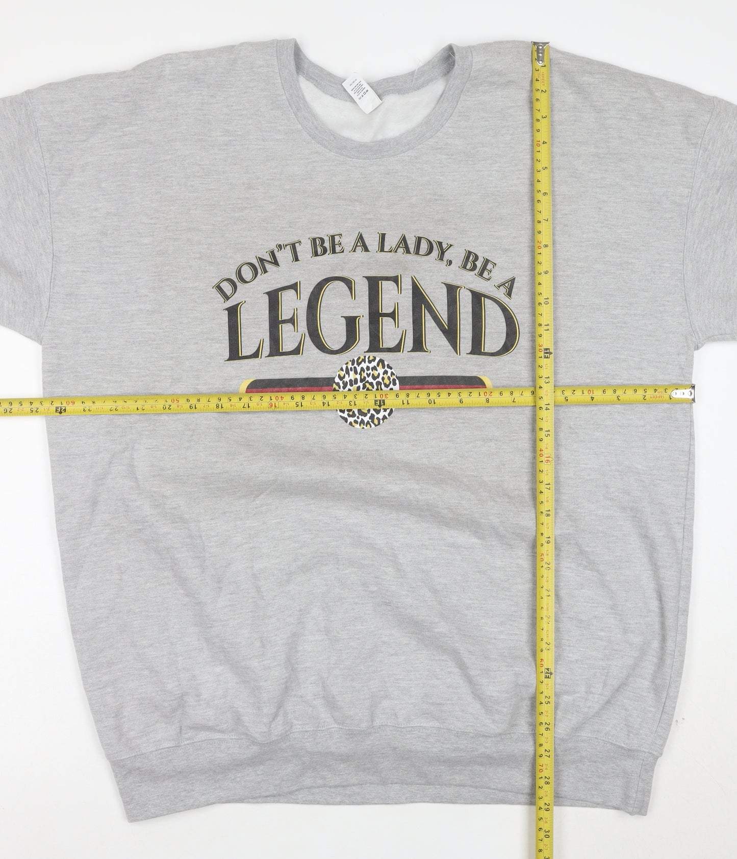 Tultex Unisex Grey XL Crew Neck Graphic Print Sweatshirt