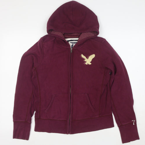 American Eagle Men's Purple Full Zip Hooded Sweatshirt Size M