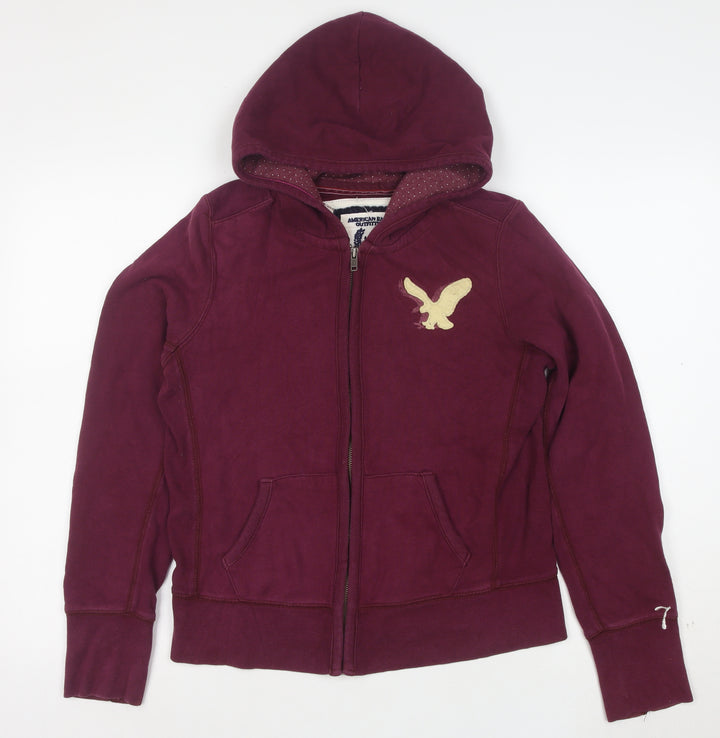 American Eagle Men's Purple Full Zip Hooded Sweatshirt Size M