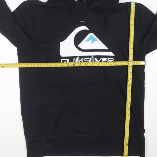 Quiksilver Mens Black M Pullover Hoodie Logo Fleece Sweatshirt