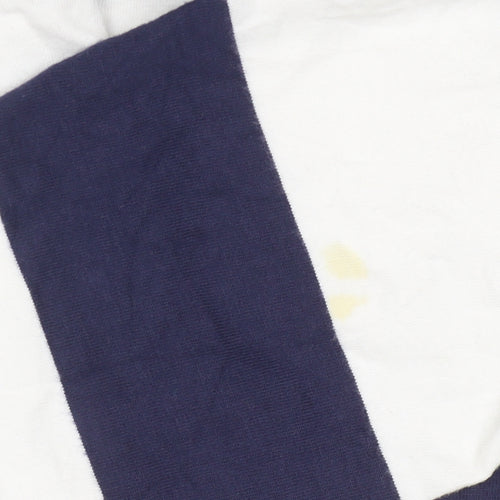 Old Navy Women's Blue White Striped Polo Shirt XL Long Sleeve Cotton