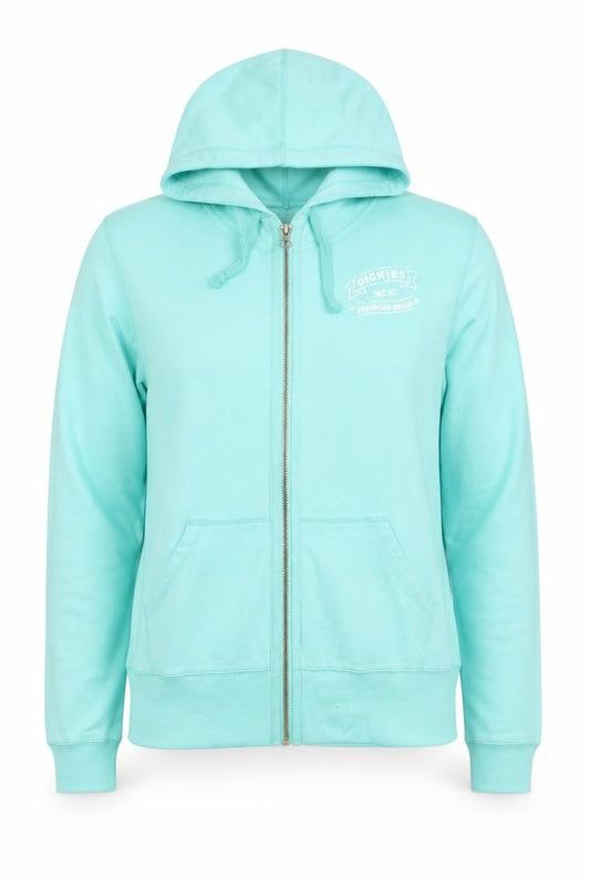 Front view of Dickies Women Mint Green Full Zip Hoodie XXL Cotton Blend