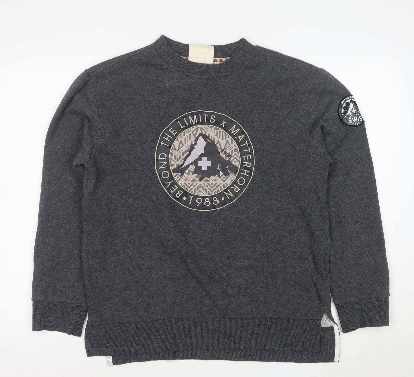 SWIB Men's Grey Crew Neck Graphic Sweatshirt M Outdoor Style