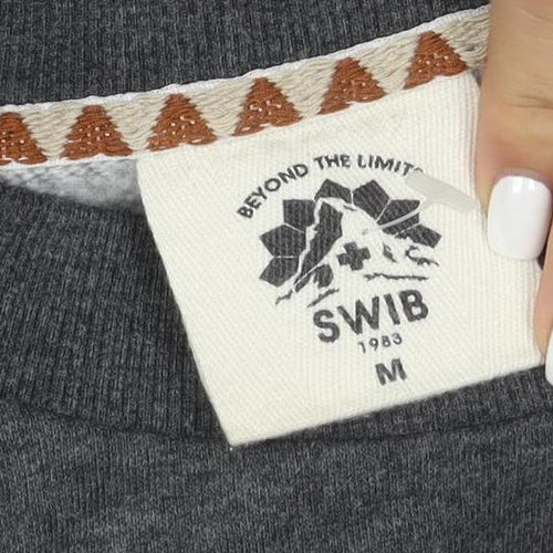 SWIB Men's Grey Crew Neck Graphic Sweatshirt M Outdoor Style