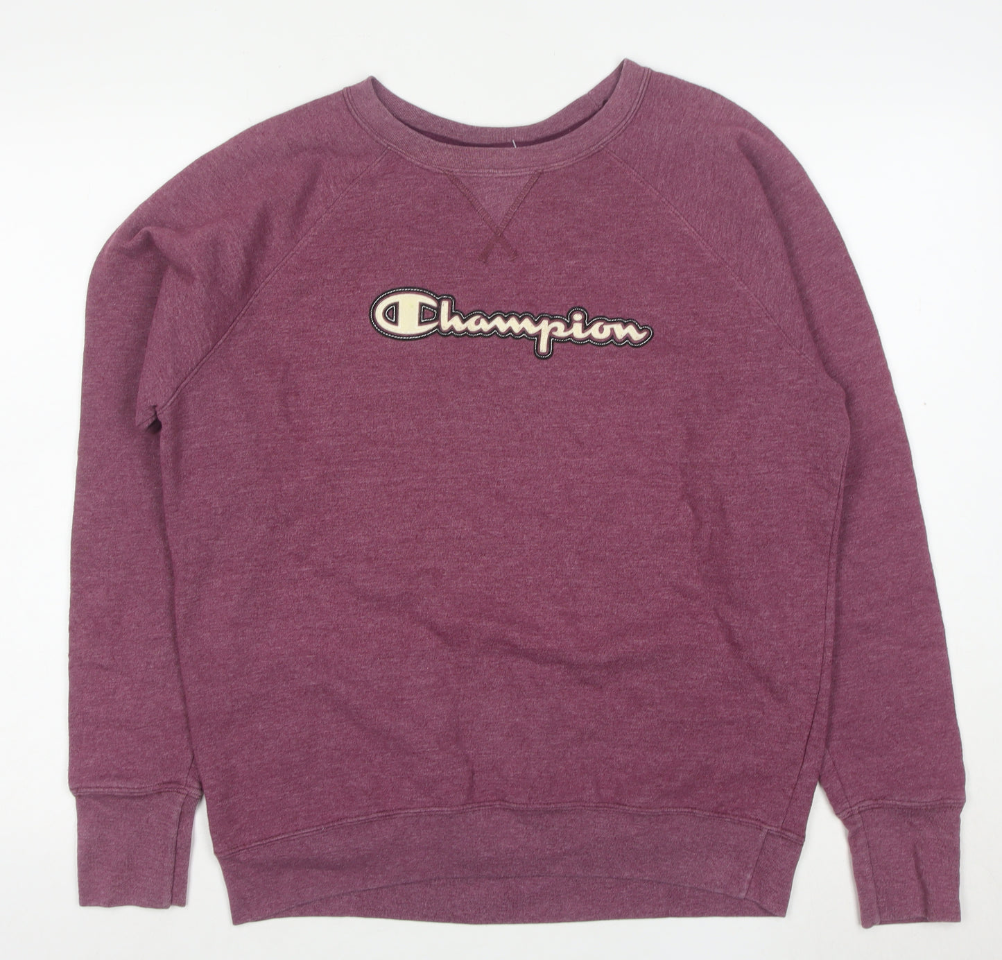 Champion Mens Purple Crew Neck Logo Sweatshirt Size L Regular Fit