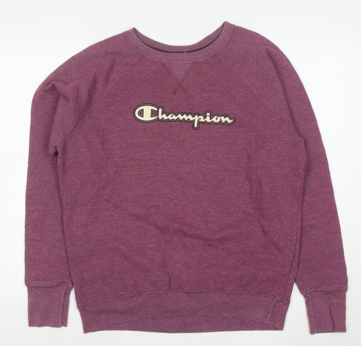 Champion Mens Purple Crew Neck Logo Sweatshirt Size L Regular Fit