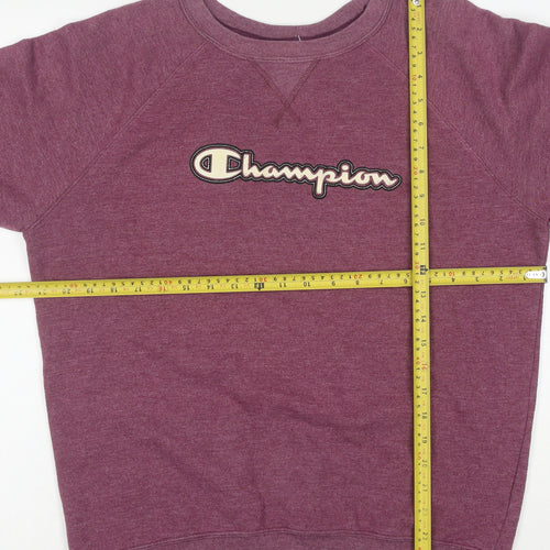 Champion Mens Purple Crew Neck Logo Sweatshirt Size L Regular Fit