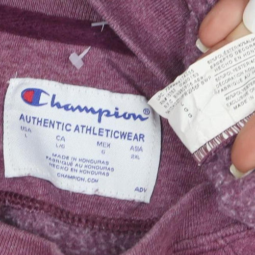 Champion Mens Purple Crew Neck Logo Sweatshirt Size L Regular Fit