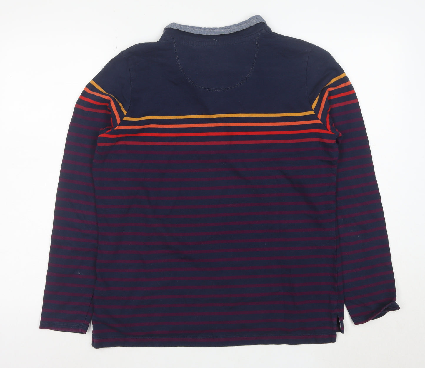 L.L.Bean Men's Blue Striped Henley Sweatshirt M Long Sleeve Cotton