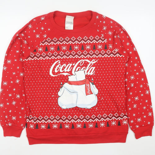 Coca-Cola Mens Red L Christmas Polar Bear Pullover Sweatshirt