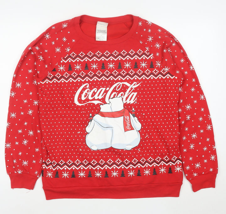 Coca-Cola Mens Red L Christmas Polar Bear Pullover Sweatshirt