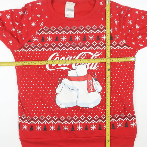 Coca-Cola Mens Red L Christmas Polar Bear Pullover Sweatshirt