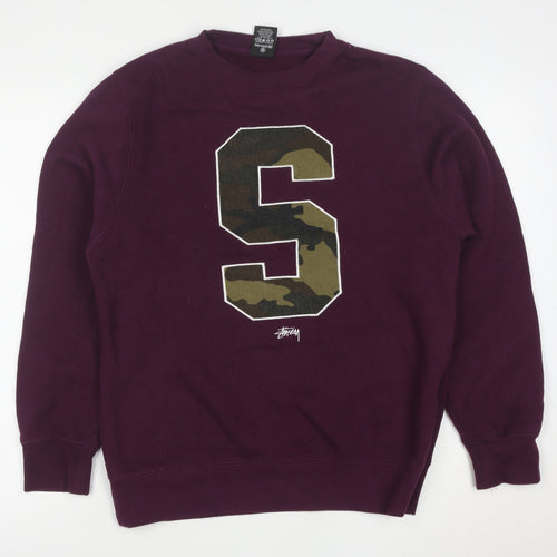 Stussy Men's Purple Crew Neck Sweatshirt Small Camo S Graphic Pullover